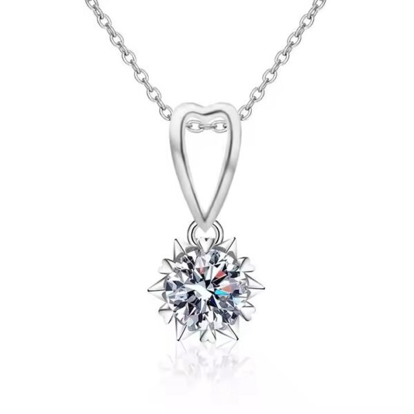 03Snowflake Moissanite Pendant Necklace 925 Silver Wedding Jewelry for Women