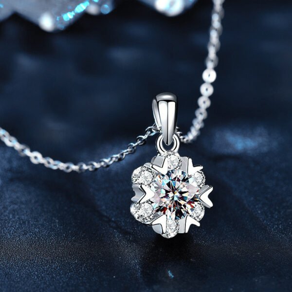 Snowflake Moissanite Pendant Necklace 925 Sterling Silver for Women