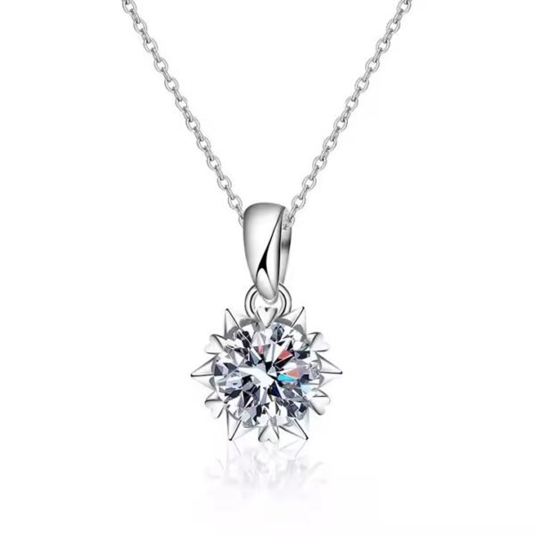 03Snowflake Moissanite Pendant Necklace 925 Silver Wedding Jewelry for Women