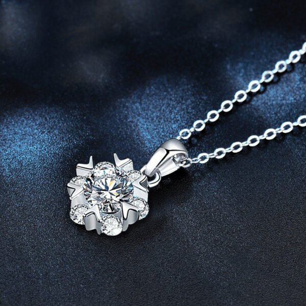 Snowflake Moissanite Pendant Necklace 925 Sterling Silver for Women