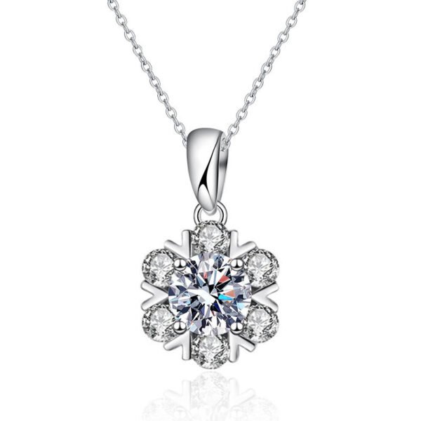 Snowflake Moissanite Pendant Necklace 925 Sterling Silver for Women