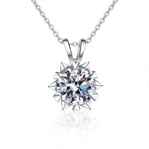 5 01CT Snowflake Moissanite Pendant Necklace 925 Sterling Silver for Women